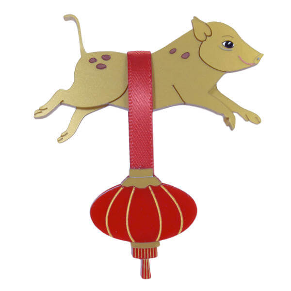 Gertie the Golden Earth Pig and Lantern. Chinese New Year 2019.