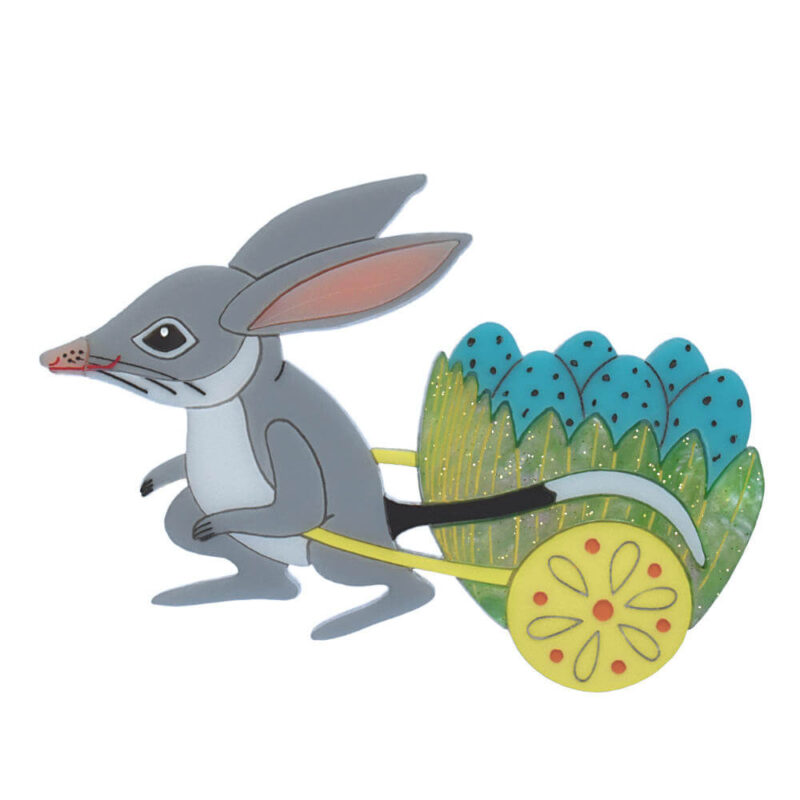 Bilby Express acrylic brooch: Designed and hand painted by Quetzy for our Easter Collection