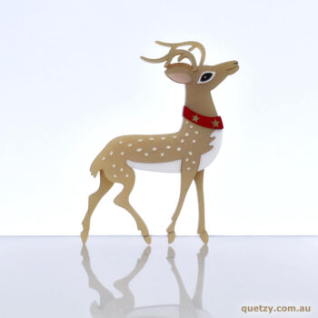 Reindeer brooch in pearlescent caramel acrylic. Christmas 2019