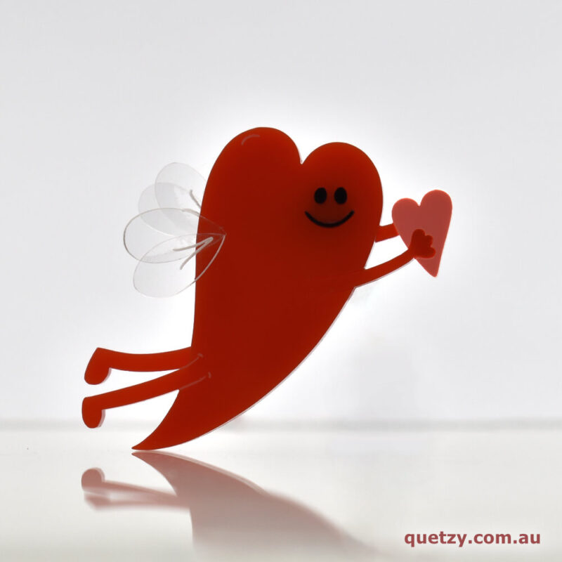 Flying Heart Acrylic Brooch by Quetzy