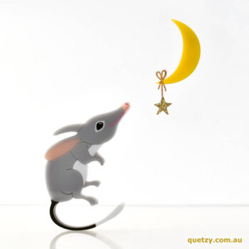 Stargazing Bilby. Part of the Quetzy Mini Easter Brooch Collection.