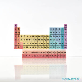 Periodic Table acrylic brooch. Designed, laser cut and handmade by Quetzy.