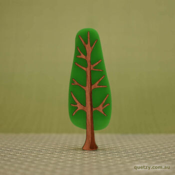 'Twiggy' 1950's inspired acrylic brooch of a narrow tree in lime soda colour